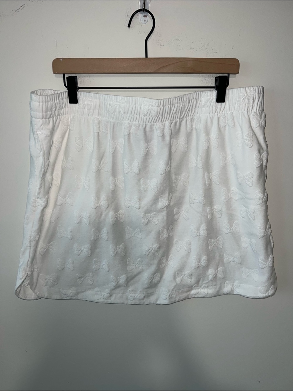 Disney Minnie White Terry cloth Mini Skirt with Pockets Elastic Waistband